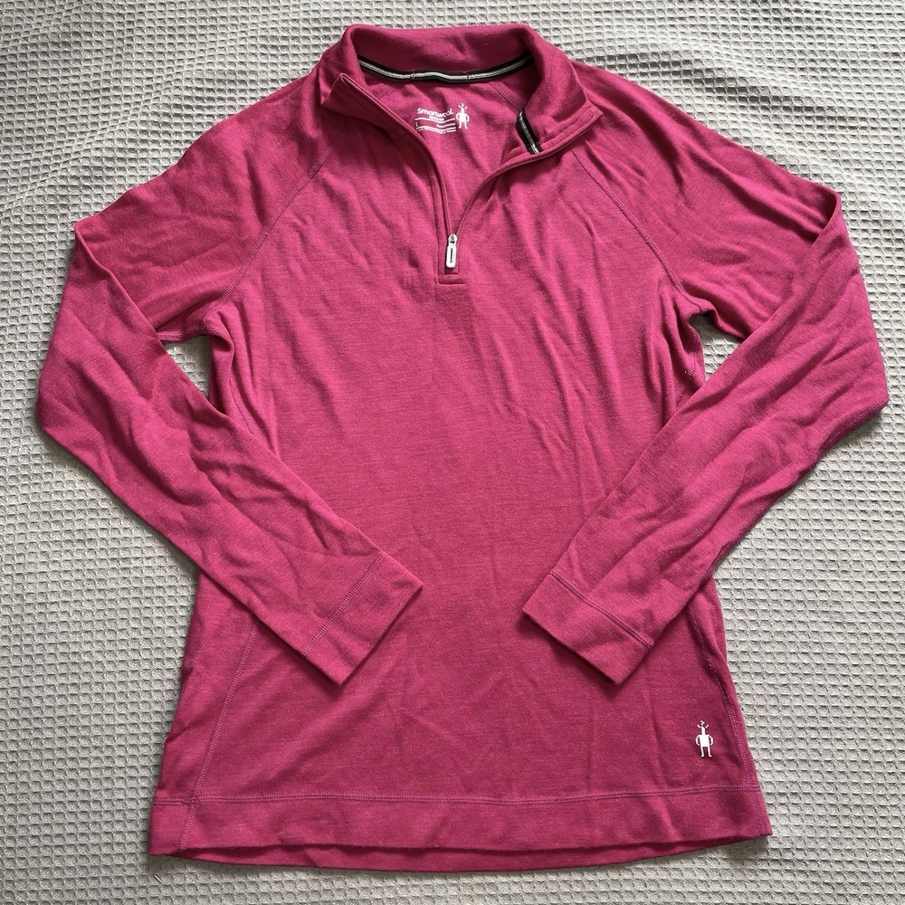 Smartwool 250 Merino Wool Classic Thermal 1/4 Zip Shirt Large Womens Magenta